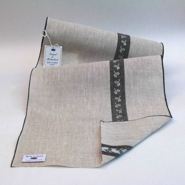Leinenband 285 mm, 11-fädig, Motivstreifen Blatt, Farbe 1, meliert - schwarz - gebleicht