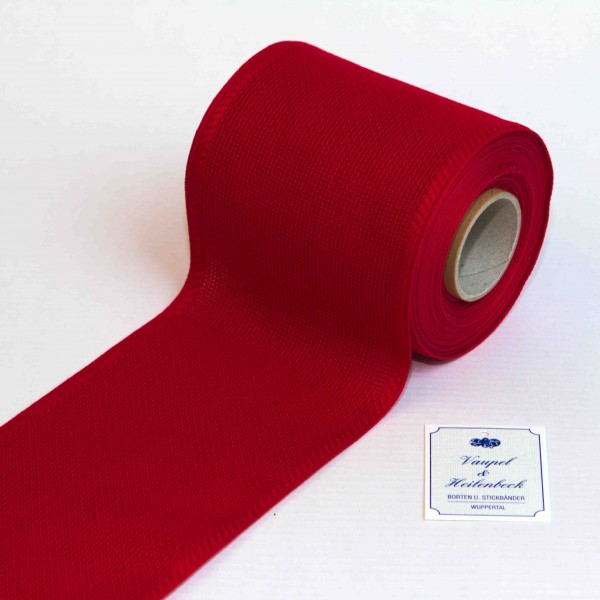 Aida-Stickband 100% BW, 100 mm, Farbe 8, rot - rot
