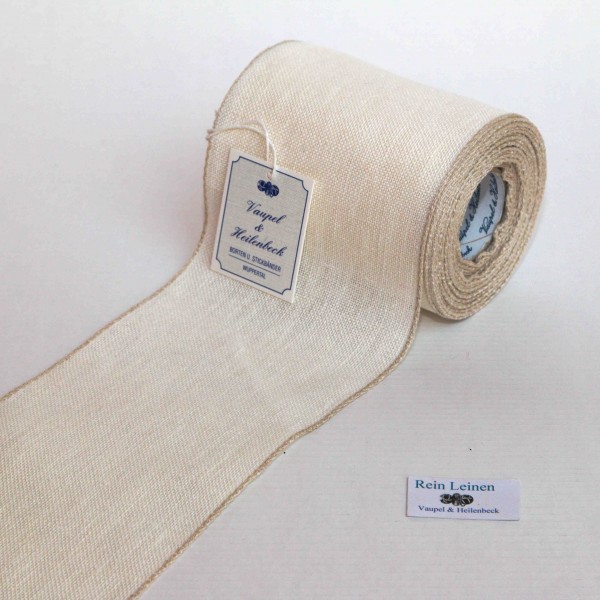 Leinenband 100 mm, 11-fädig, Farbe 901, gebleicht - Rand natur