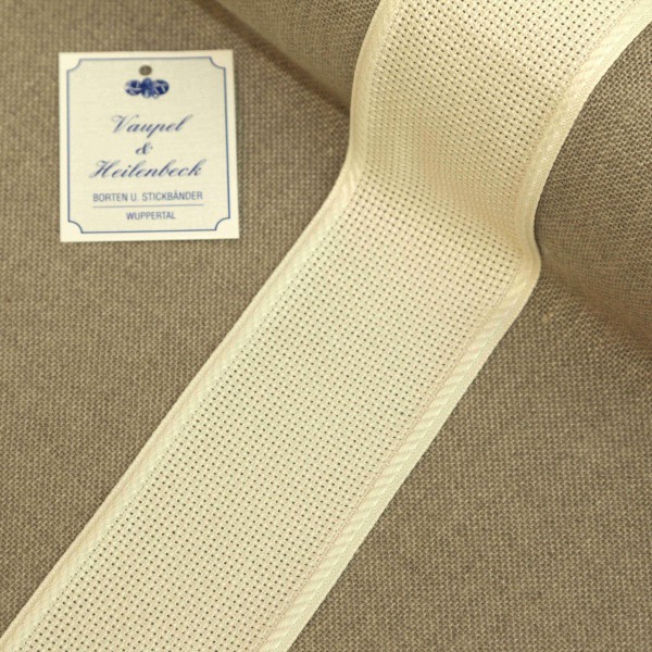Aida-Stickband 100% BW, 50 mm, Farbe 30, beige - beige