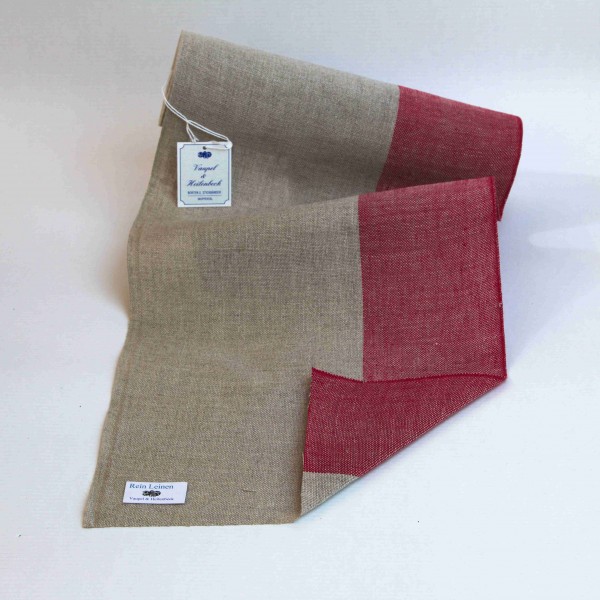 Leinenband 260 mm, 11-fädig, gestreift, Farbe 230901, natur - dunkelrot