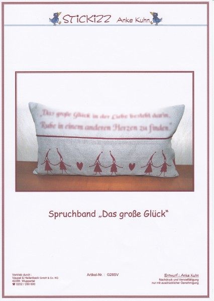 Stickizz Kreuzstich No. G28SV "Spruchband - das große Glück"