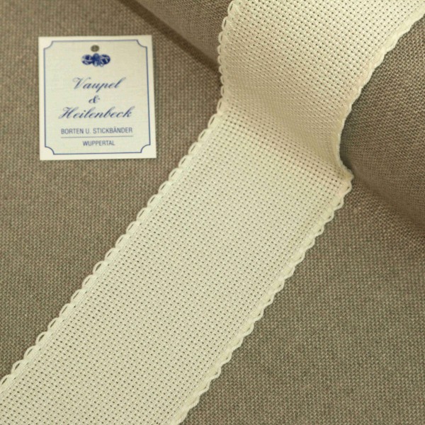 Aida-Stickband 100% BW, 50 mm, Farbe 30, beige - beige
