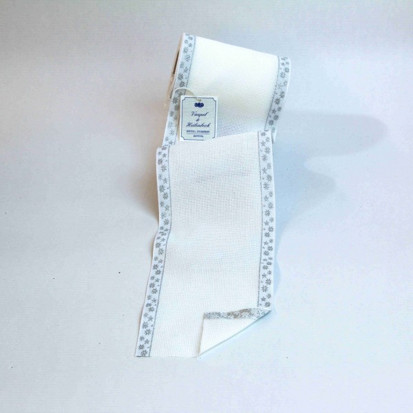 Aida-Stickband 100% BW, 120 mm, Farbe 95, weiß - Sterne silber