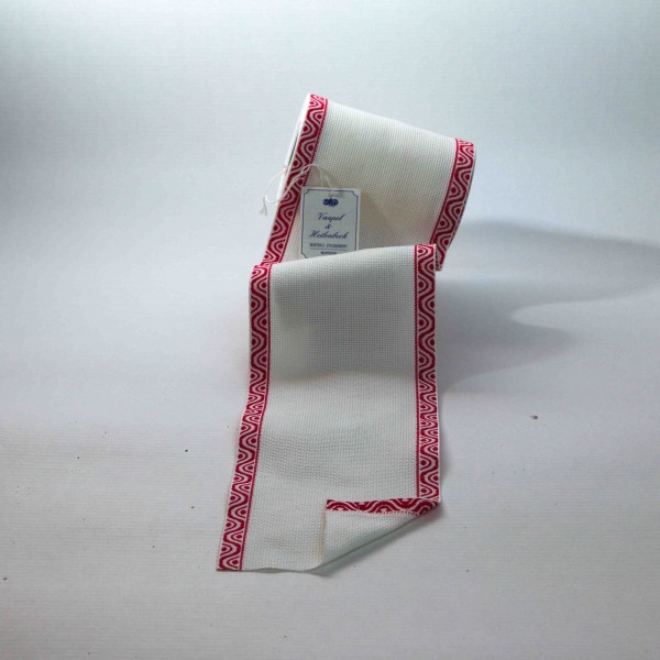 Aida-Stickband 100% BW, 120 mm, Farbe 8, weiß - Welle rot
